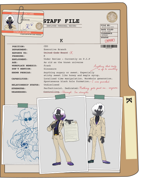 Inside back cover of K's personnel file